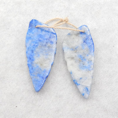 Natural Lapis Lazuli Carved leaf Earring Beads 38*16*4mm, 9.1g