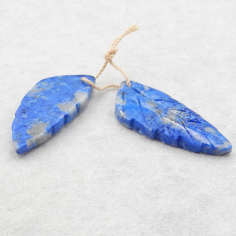 Natural Lapis Lazuli Carved leaf Earring Beads 38*16*4mm, 9.1g