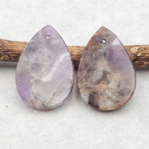 Natural Amethyst Earring Beads 30x20x3mm, 7.5g