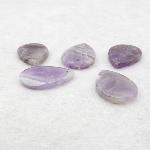 5 PCS Natural Amethyst Pendant Beads,30×20×3mm,18.4g