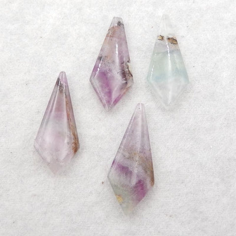 4 PCS Natural Fluorite Pendant Beads 37*15*5mm, 15.2g