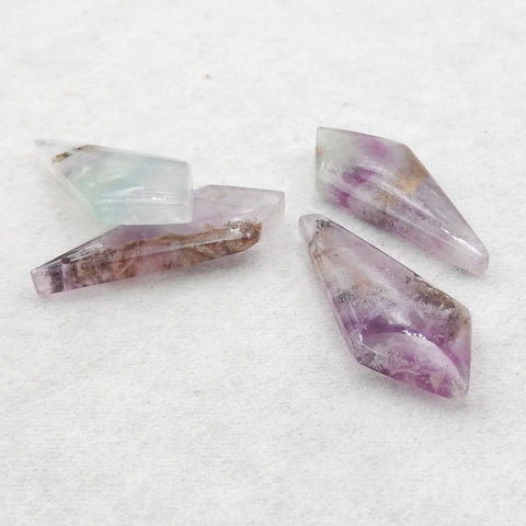 4 PCS Natural Fluorite Pendant Beads 37*15*5mm, 15.2g