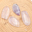 4 PCS Natural Amethyst Pendant Beads，25×16×4mm, 30×15×4mm 11g