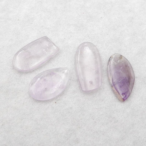 4 PCS Natural Amethyst Pendant Beads，25×16×4mm, 30×15×4mm 11g