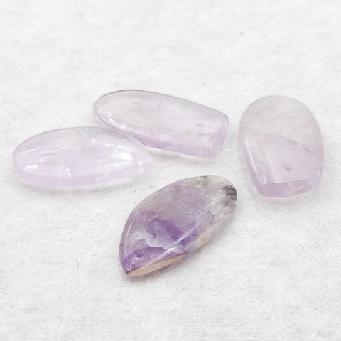 4 PCS Natural Amethyst Pendant Beads，25×16×4mm, 30×15×4mm 11g