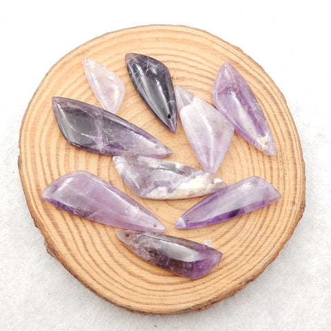 9 PCS Natural Amethyst Pendant Beads,26×11×4mm, 47×16×5mm,30g