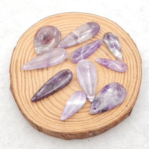 10 PCS Natural Amethyst Pendant Beads,Jewelry DIY Making, Gemstone Wholesale,24*8*4mm, 29*14*4mm,26.1g