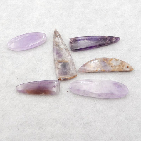 6 PCS Natural Amethyst Pendant Beads,30×10×4mm, 40×14×4mm,18g