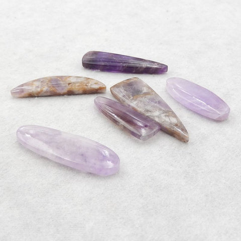 6 PCS Natural Amethyst Pendant Beads,30×10×4mm, 40×14×4mm,18g