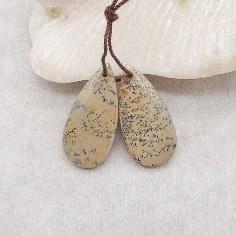 New 1 Pair Natural Chohua Jasper Teardrop Gemstone Earrings Beads, Gemstone For Jewelry DIY Making, Drilled Gemstone Pair, 26×16×3mm, 4.5g