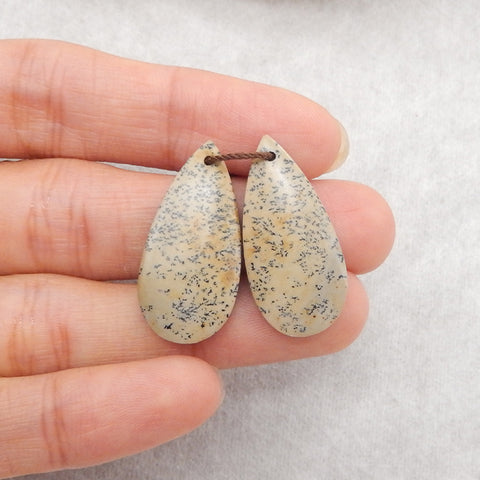 New 1 Pair Natural Chohua Jasper Teardrop Gemstone Earrings Beads, Gemstone For Jewelry DIY Making, Drilled Gemstone Pair, 26×16×3mm, 4.5g