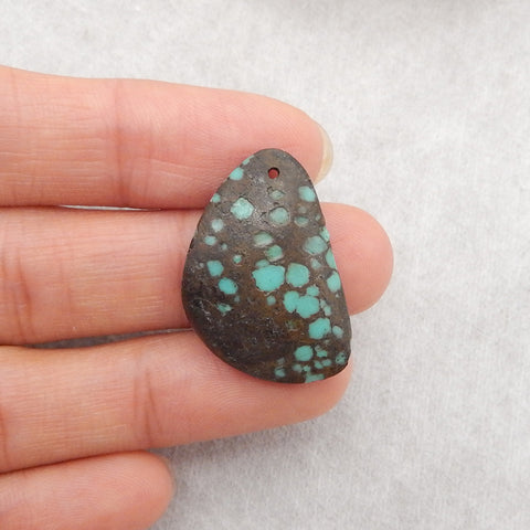 1PC Natural Beautitul Turquoise Gemstone Pendant Bead, Gemstone For Jewelry DIY Making, Drilled Flatback Cabochon, 26×17×3mm, 2.9g