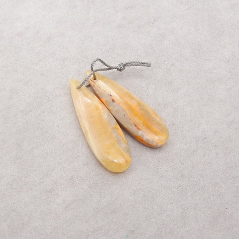 Natural Bumble Bee Stone Gemstone Earring Beads, Matched Gemstone Earring Pair, 34x11x4mm,5.4g