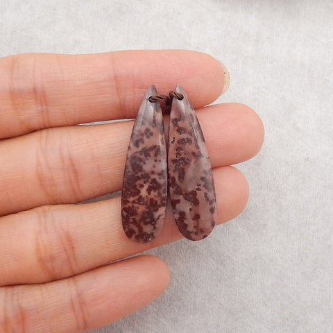 1 Pair New Natural Stone Chohua Jasper Teardrop Gemstone Earring Beads, Drilled Stone Earring Pair, Gemstone For Jewelry DIY Making, 32x8x4mm, 3.9g