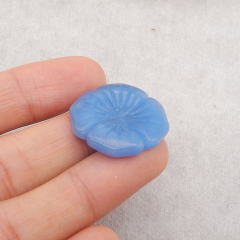 Carved Blue Onyx Flower Pendant Bead,  Gemstone For Jewelry DIY Making, Popular Drilled Pendant, 23x21x4mm, 3.2g