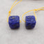 New Carved Natural Lapis Lazuli Flower Square Gemstone Earring Beads, Popular Earring Pair For DIY Making, 15x14x14mm, 12.2g