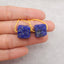 New Carved Natural Lapis Lazuli Flower Square Gemstone Earring Beads, Popular Earring Pair For DIY Making, 15x14x14mm, 12.2g