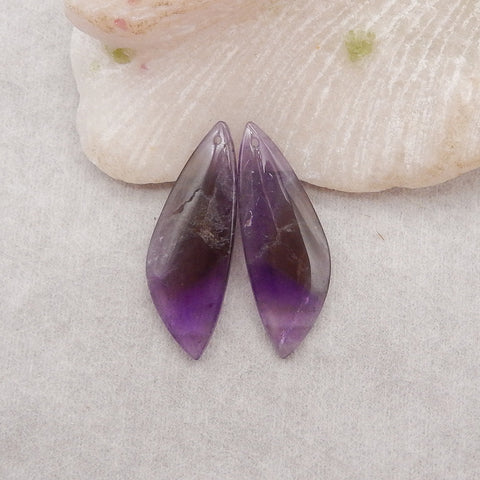 New Natural Stone Amethyst Earring Beads, Drilled Earrings For Jewelry DIY Making, Purple Stone Earrings, 35x12x4mm,5.1g