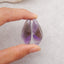 New Natural Stone Amethyst Earring Beads, Drilled Earrings For Jewelry DIY Making, Purple Stone Earrings, 35x12x4mm,5.1g