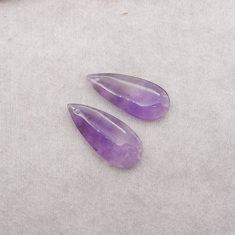 New Natural Stone Amethyst Teardrop Earring Beads, Drilled Earrings For Jewelry DIY Making, Purple Stone Earrings, 24x10x4mm,3.1g