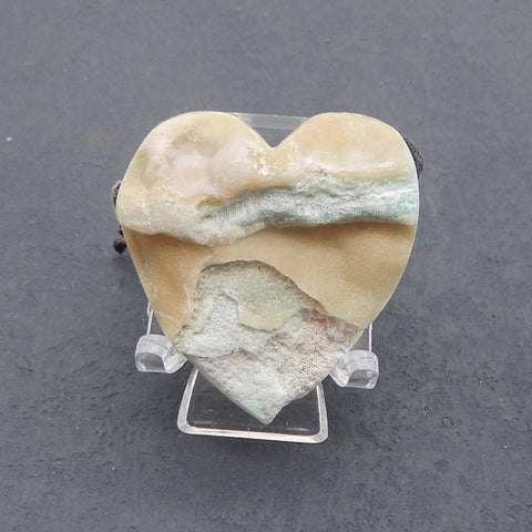 New Natural Drusy Hemimorphite Heart Gemstone Pendant Bead, Popular Side Drilled Pendant For DIY Making, 35×33×15mm, 23.3g