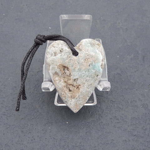 New Natural Hemimorphite Heart Gemstone Pendant Bead, Popular Side Drilled Pendant For DIY Making,Gemstone For Jewelry Cabochon Making, 31×25×9mm, 9.3g