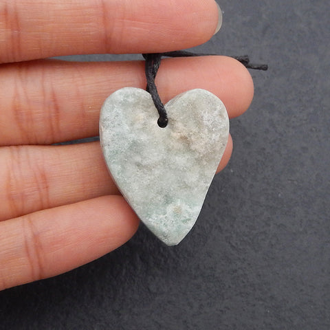 New Natural Hemimorphite Heart Gemstone Pendant Bead, Popular Side Drilled Pendant For DIY Making,Gemstone For Jewelry Cabochon Making, 31×25×9mm, 9.3g