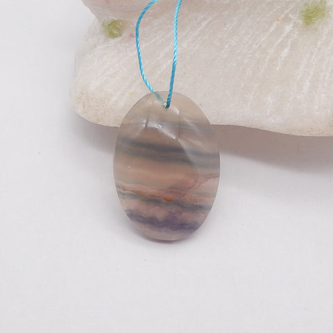 Unique Pendant! 1 PC New Natural Fluorite Gemstone Pendant, Drilled Flatback Gemstone Pendant, Gem Jewelry Gift, Jewelry DIY Making, 23x16x5mm, 4.1g