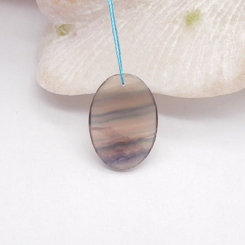 Unique Pendant! 1 PC New Natural Fluorite Gemstone Pendant, Drilled Flatback Gemstone Pendant, Gem Jewelry Gift, Jewelry DIY Making, 23x16x5mm, 4.1g