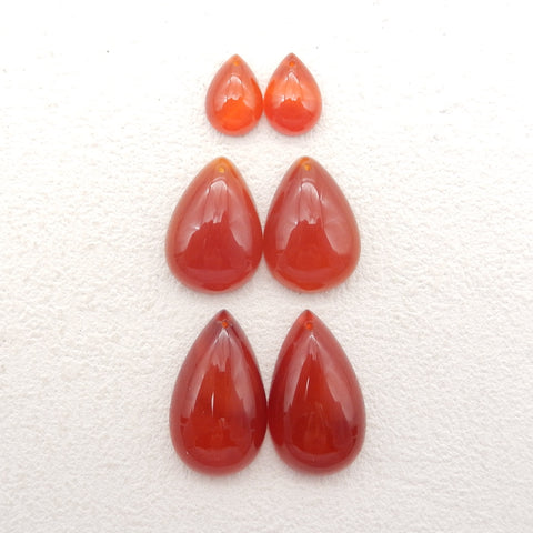 1 Pair Natural Red Agate Teardrop Gemstone Earring Beads, Drilled Cabochons, Flatback Earring Pair