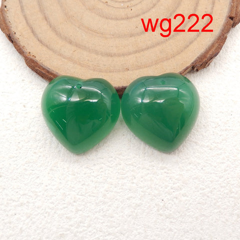 1 Pair Natural Green Agate Gemstone Earring Beads, Handmade Earring Pair, Jewelry DIY Making