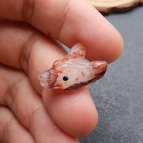 Natural Crazy Lace Agate Carved wolf head Pendant Bead 23*16*8mm, 3.5g