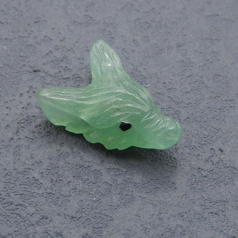 Natural Green Aventurine Carved wolf head Pendant Bead 23*16*8mm, 3.8g