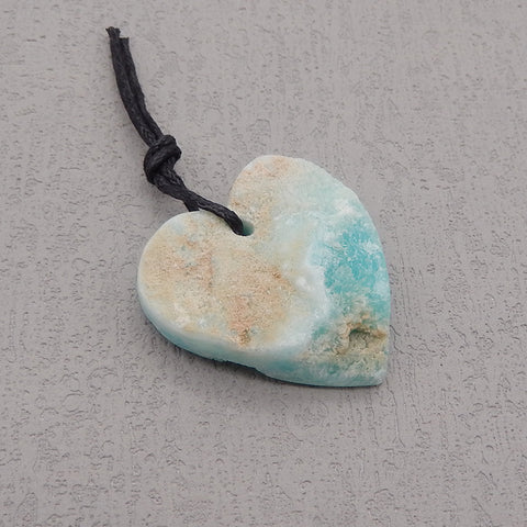 New Natural Hemimorphite Heart Gemstone Pendant Bead, Popular Drilled Pendant For DIY Making,Gemstone For Jewelry Cabochon Making, 30×29×9mm, 10.9g