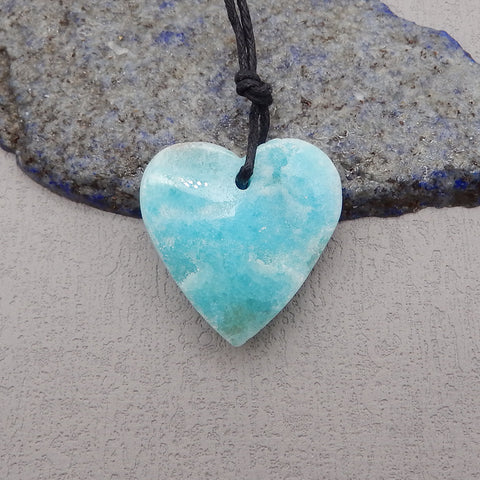 New Natural Hemimorphite Heart Gemstone Pendant Bead, Popular Drilled Pendant For DIY Making,Gemstone For Jewelry Cabochon Making, 30×29×9mm, 10.9g