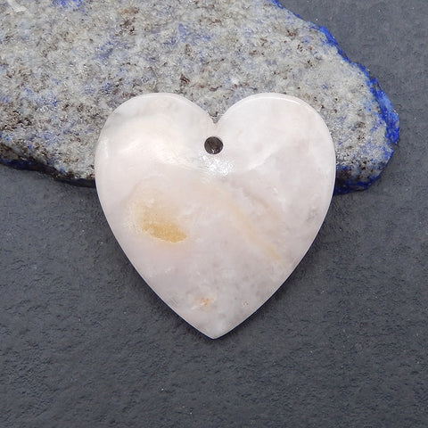 New Natural  Pink Opal Heart Gemstone Pendant Bead, Popular Drilled Pendant For DIY Making,Gemstone For Jewelry Making, 39×38×6mm, 10.9g