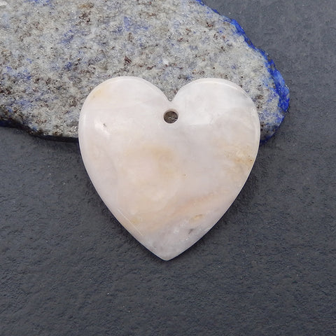 New Natural  Pink Opal Heart Gemstone Pendant Bead, Popular Drilled Pendant For DIY Making,Gemstone For Jewelry Making, 39×38×6mm, 10.9g