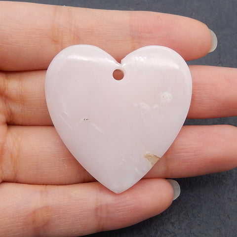 New Natural  Pink Opal Heart Gemstone Pendant Bead, Popular Drilled Pendant For DIY Making,Gemstone For Jewelry Making, 39×38×6mm, 10g