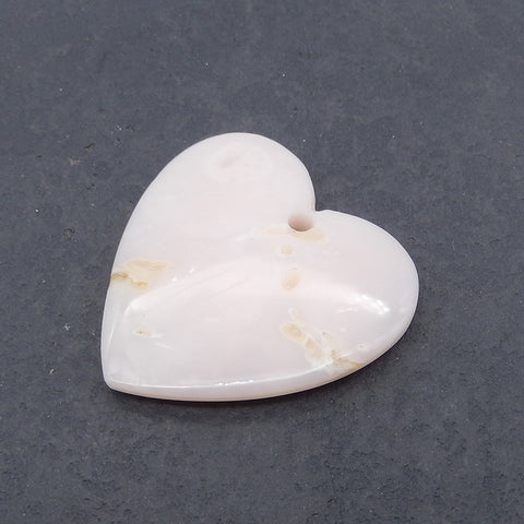 New Natural  Pink Opal Heart Gemstone Pendant Bead, Popular Drilled Pendant For DIY Making,Gemstone For Jewelry Making, 39×38×6mm, 10g