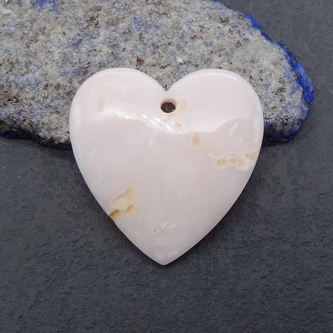 New Natural  Pink Opal Heart Gemstone Pendant Bead, Popular Drilled Pendant For DIY Making,Gemstone For Jewelry Making, 39×38×6mm, 10g