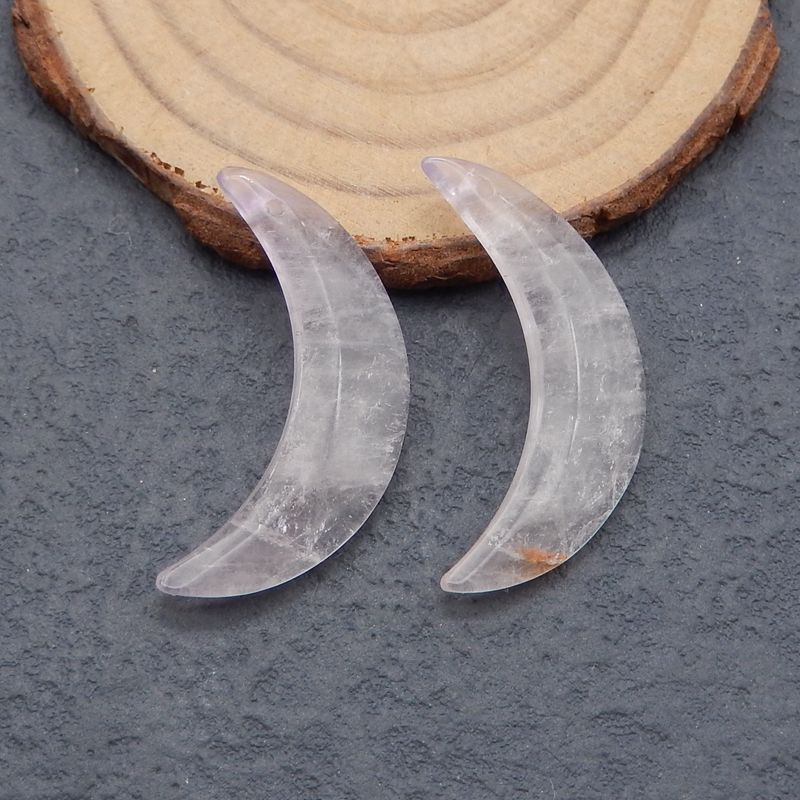 Paire de boucles d'oreilles en pierres précieuses en forme de lune avec améthyste, 33x10x4 mm, 5,0 g