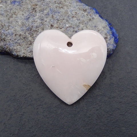 New Natural  Pink Opal Heart Gemstone Pendant Bead, Popular Drilled Pendant For DIY Making,Gemstone For Jewelry Making, 39×38×6mm, 10g