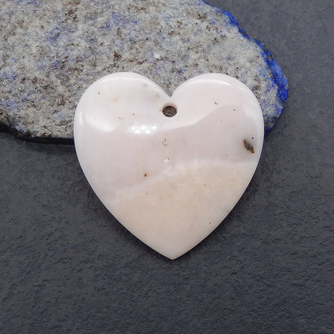 New Natural Pink Opal Heart Gemstone Pendant Bead, Popular Drilled Pendant For DIY Making,Gemstone For Jewelry Making, 38×37×6mm, 10g