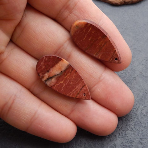 Natural Red Creek Jasper Earring Beads 30*15*3mm, 6.1g