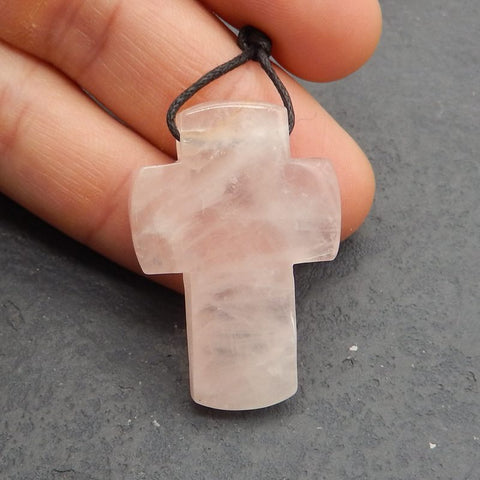 Natural Rose Quartz Pendant Bead 40*27*8mm, 13.6g