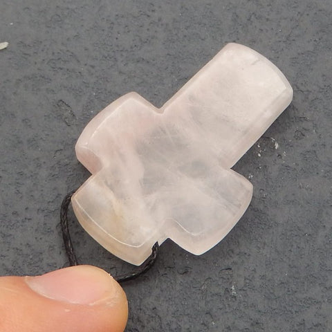 Natural Rose Quartz Pendant Bead 40*27*8mm, 13.6g