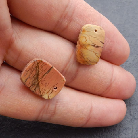 Natural Red Creek Jasper Earring Beads 18X12X4mm, 3.8g