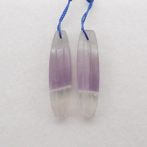 1 Pair Natural Fluorite Gemstone Earrings Beads, Gem Jewelry Gift, Jewelry DIY Making, 42x12x12mm, 24.2g