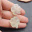 Natural Nephrite Jade Carved leaf Earring Beads 29x25x5mm, 9.0g