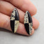 Intarsia of Obsidian and Spot Stone Earring Beads 36*13*5mm, 6.3g